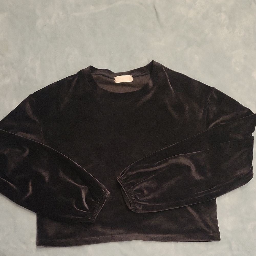 Altar'd State Long Sleeve Velvet Crop Top